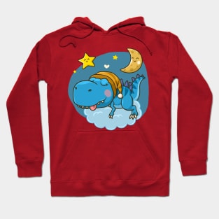 cute dino sleeping moon Hoodie